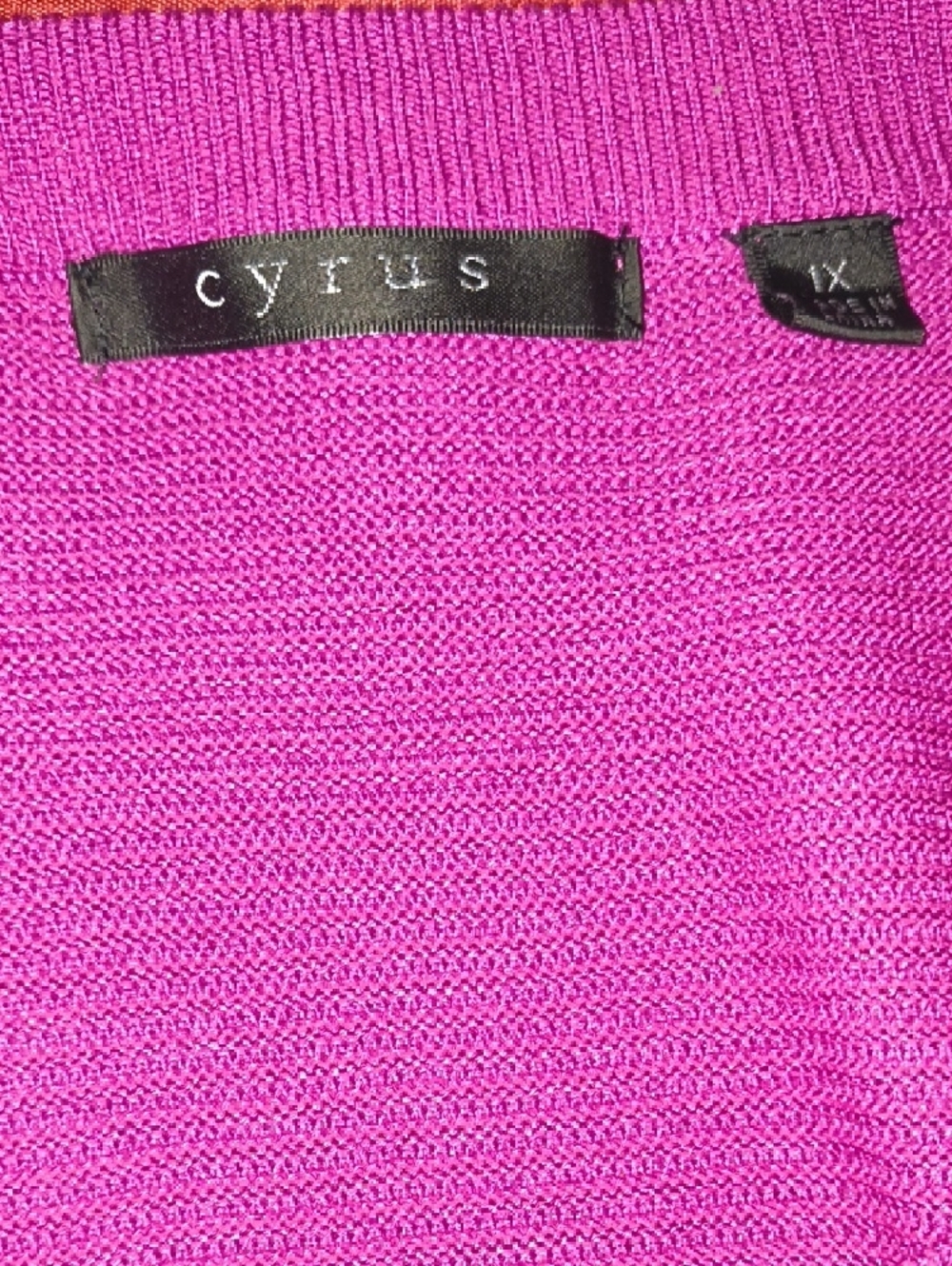 Cyrus Fuchsia Pink Ribbed Crewneck Sweater - Picture 3 of 3